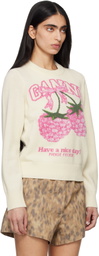 GANNI Off-White Graphic Wool Sweater