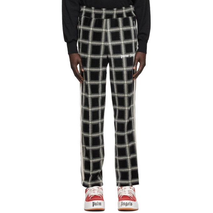 Photo: Palm Angels Black and Beige Check Chenille Track Pants