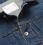 Sacai - Nylon-Panelled Distressed Denim Jacket - Blue