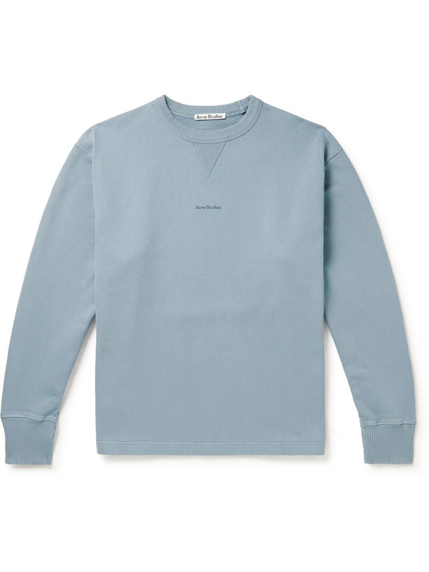 Photo: Acne Studios - Logo-Print Cotton-Jersey Sweatshirt - Blue