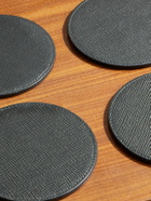 Smythson - Set of Six Panama Cross-Grain Leather Coasters