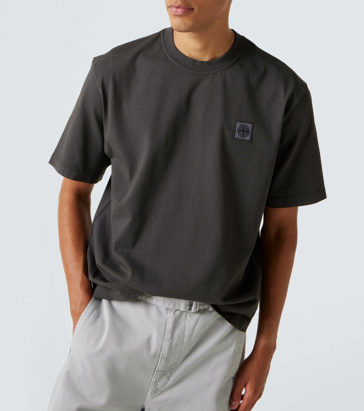 【STONE 】 Compass cotton jersey T-shirt Compass cotton jersey T-shirt in grey - Stone Island | Mytheresa