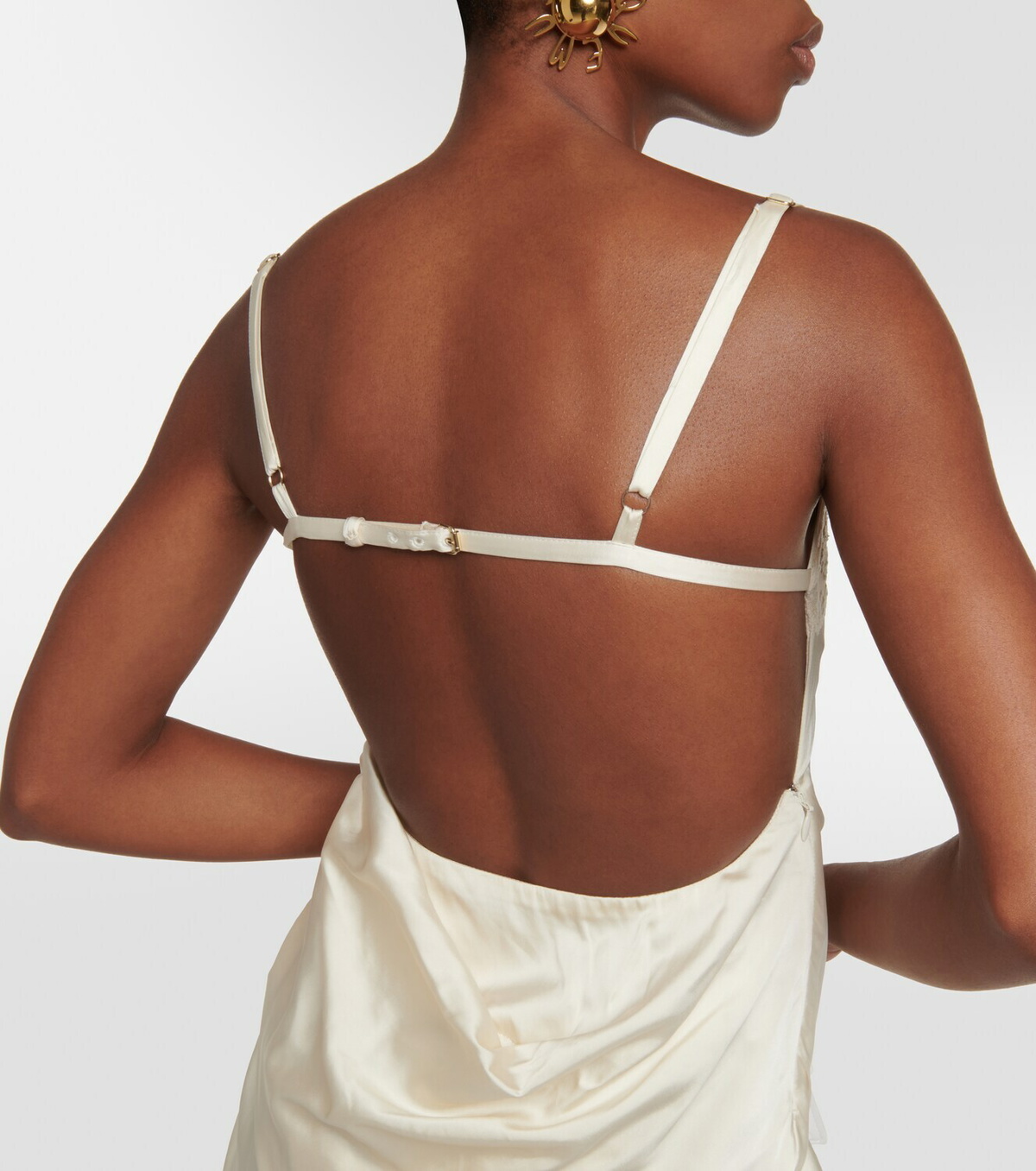 Jacquemus La Saudade Brodée satin slip dress