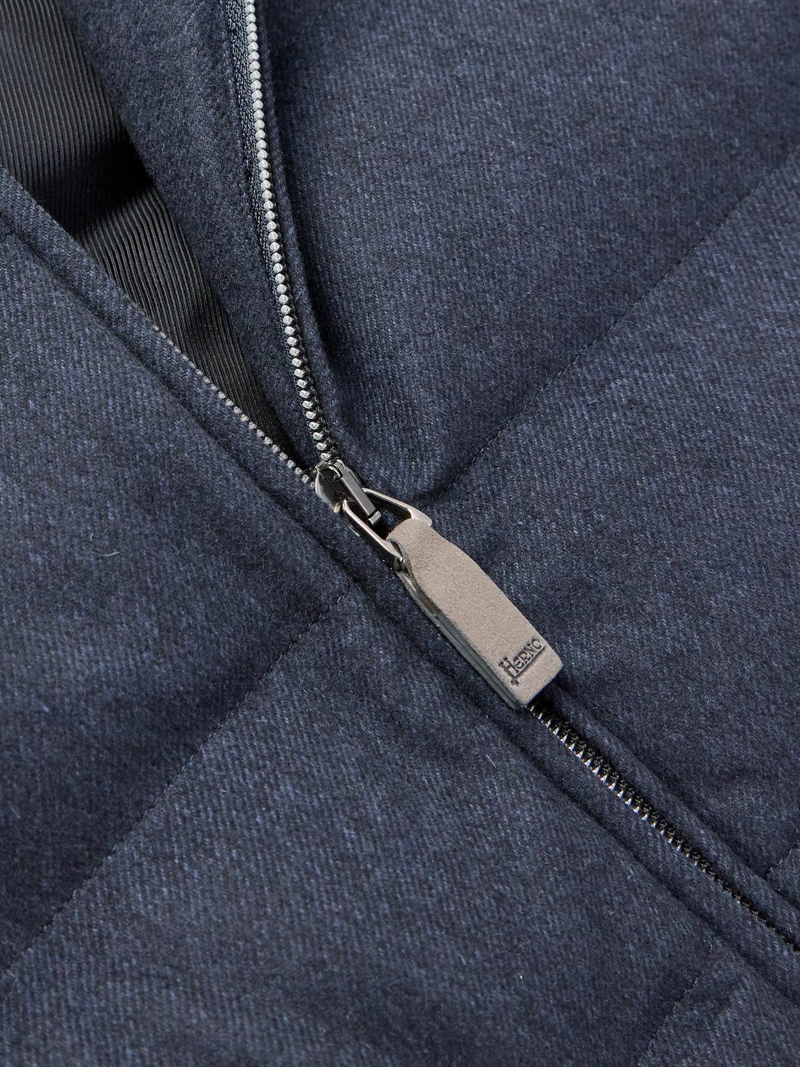 Herno - Suede-Trimmed Quilted Silk and Cashmere-Blend Twill Down Gilet - Blue