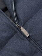 Herno - Suede-Trimmed Quilted Silk and Cashmere-Blend Twill Down Gilet - Blue