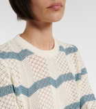 La DoubleJ Chevron crochet cropped cotton sweater