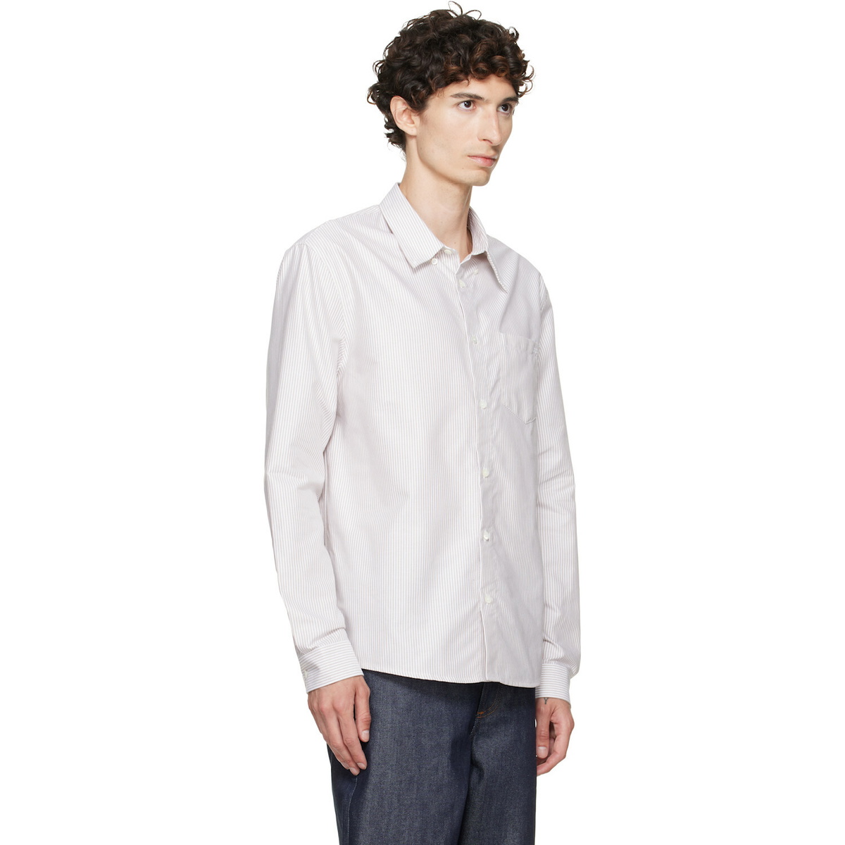 A.P.C. Beige & White New Greg Shirt