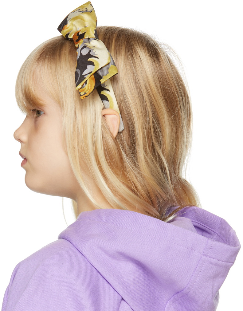 NEW WITH TAGS Versace Kids\' Baroccoflage Headband Yellow Grey Black VERSACE KIDS Baroque Print Headband Black – MAISONDEFASHION.COM main image 2