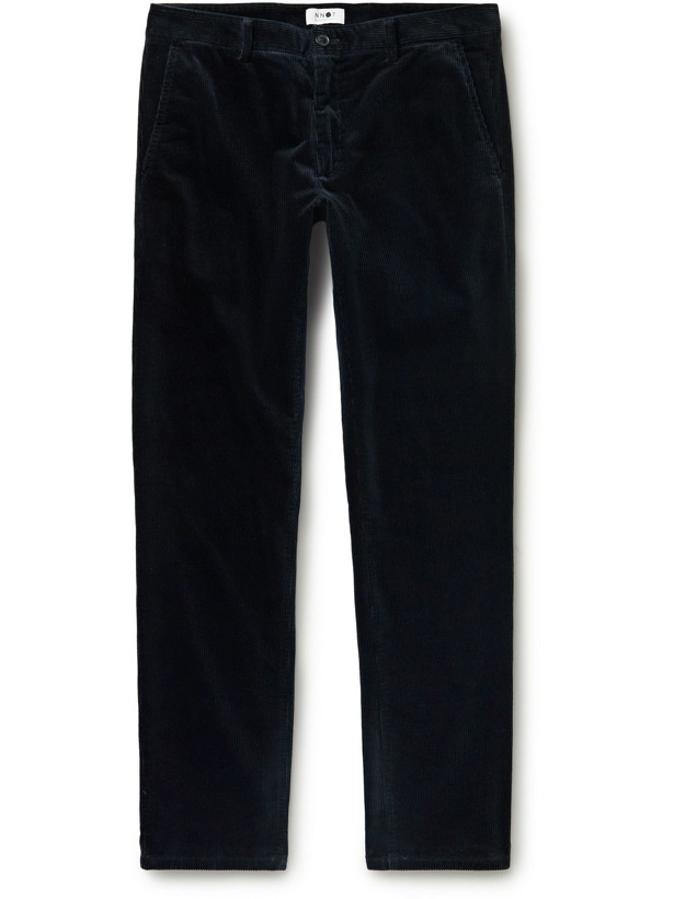 Photo: NN07 - Karl Straight-Leg Organic Cotton-Blend Corduroy Trousers - Blue