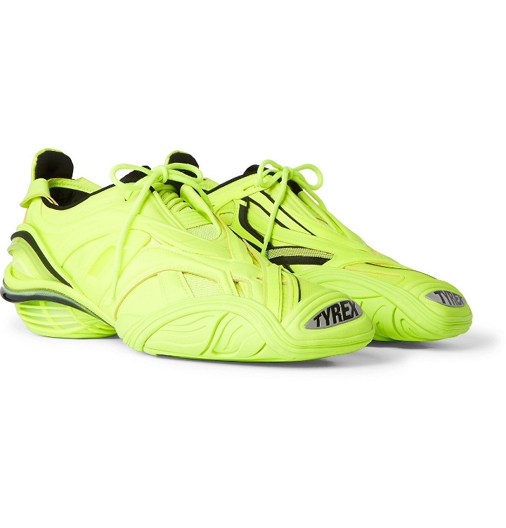 Photo: Balenciaga - Tyrex Rubber, Mesh and Faux Leather Sneakers - Yellow
