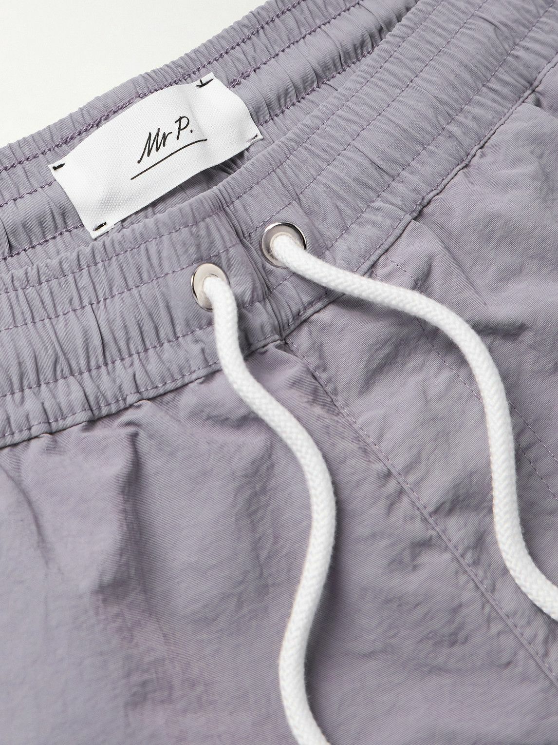 Mr P. - Straight-Leg Mid-Length Garment-Dyed Swim Shorts - Purple