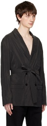 LEMAIRE Black Belted Double-Breasted Blazer