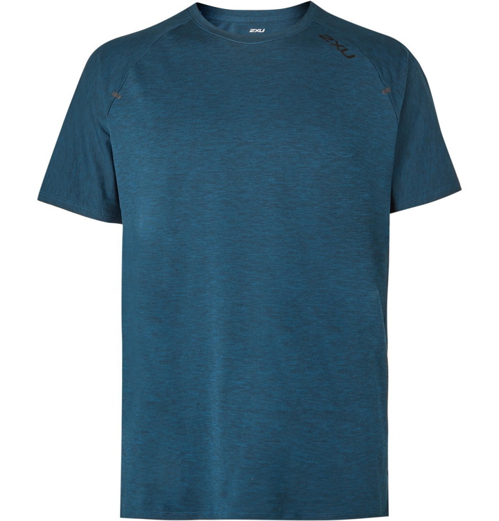 Photo: 2XU - X-CTRL Perforated Mélange Jersey T-Shirt - Blue