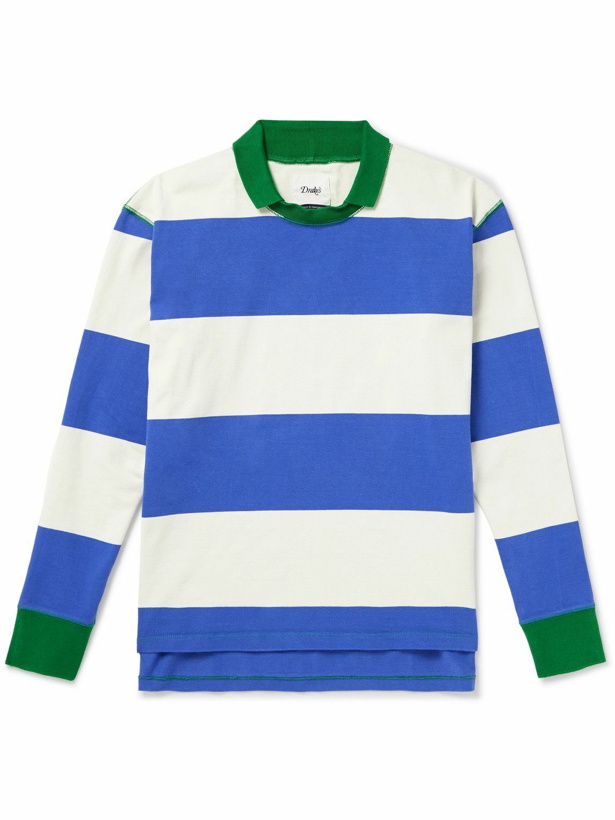 Photo: Drake's - Striped Cotton-Jersey Sweatshirt - Blue