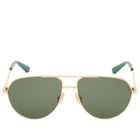 Bottega Veneta Eyewear Bottega Veneta BV1302S Sunglasses in Gold/Green 