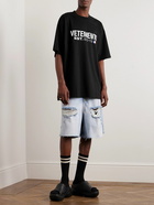 VETEMENTS - Oversized Logo-Print Cotton-Jersey T-Shirt - Black