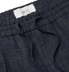 Mr P. - Prince of Wales Checked Linen and Virgin Wool-Blend Drawstring Trousers - Blue