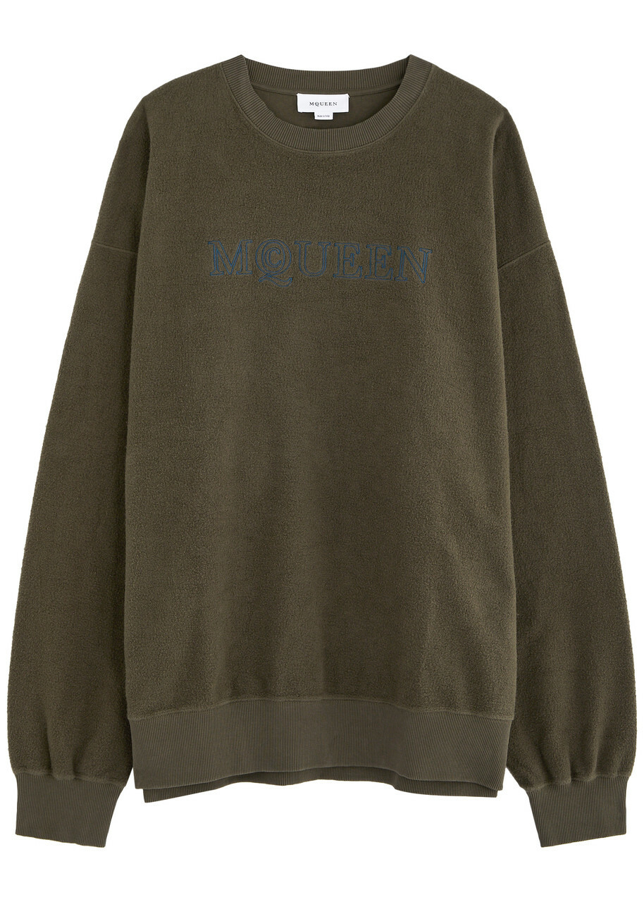 Alexander Mcqueen Logo-embroidered Cotton Sweatshirt Green