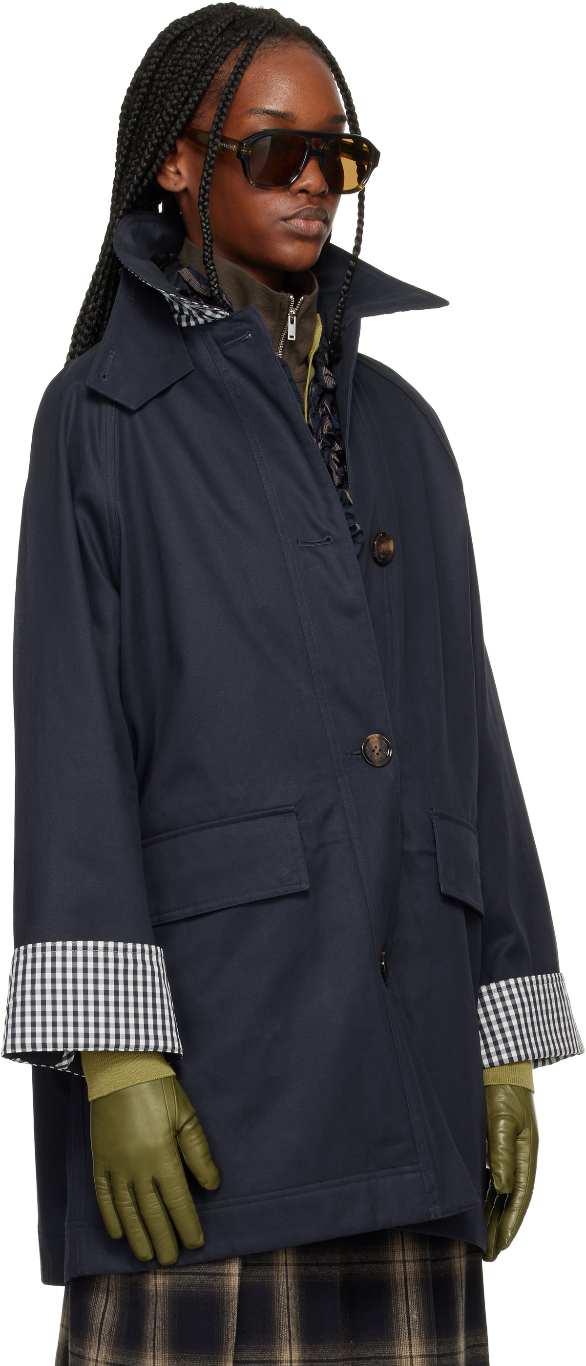 Barbour Navy Gabby Car Casual Trench Coat