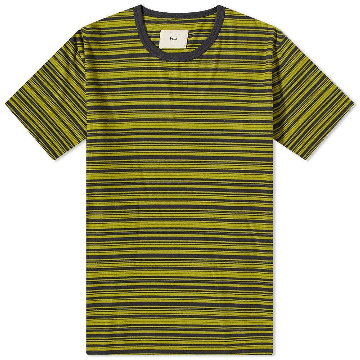 Photo: Folk Men's Hazy Stripe T-Shirt in Olive
