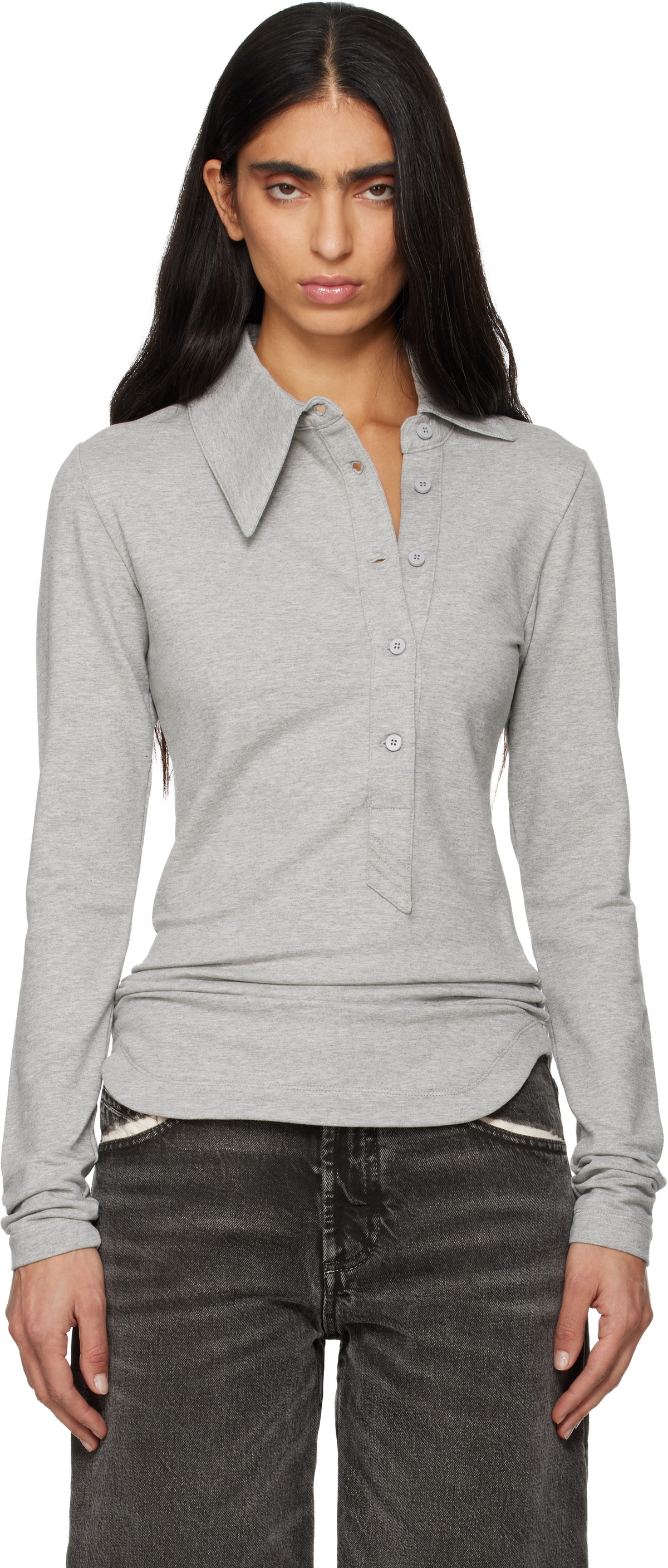The Attico Grey Light American Fleece Polo
