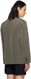 Dries Van Noten Green Striped Blazer