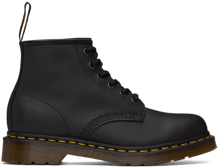 Photo: Dr. Martens Black 101 Yellow Stitch Ankle Boots