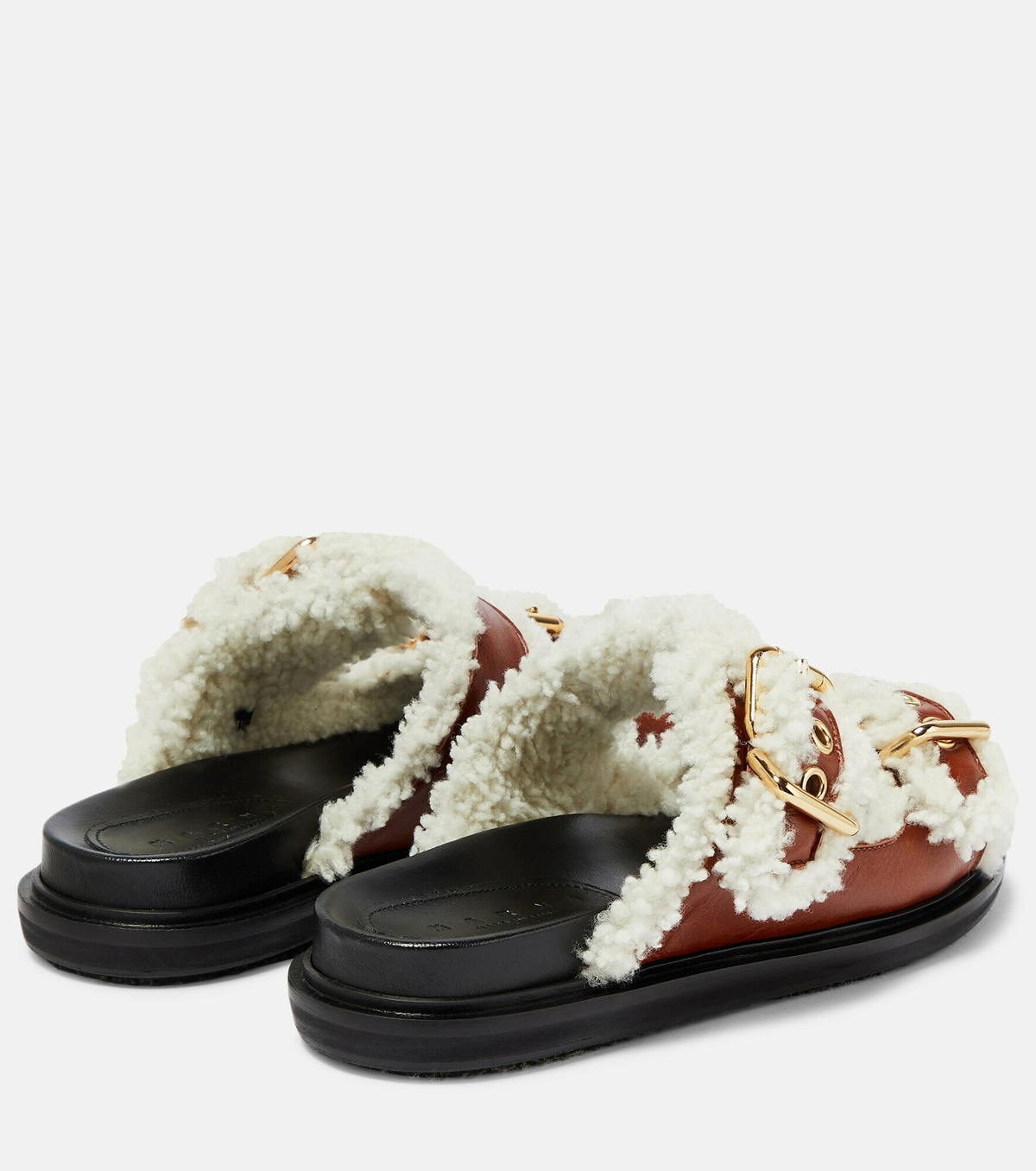 Marni - Fussbett shearling-trimmed leather sandals Marni