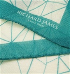 Richard James - Printed Wool and Silk-Blend Pocket Square - Blue