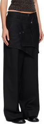 Andersson Bell Black Crossover Wrap Tailored Trousers
