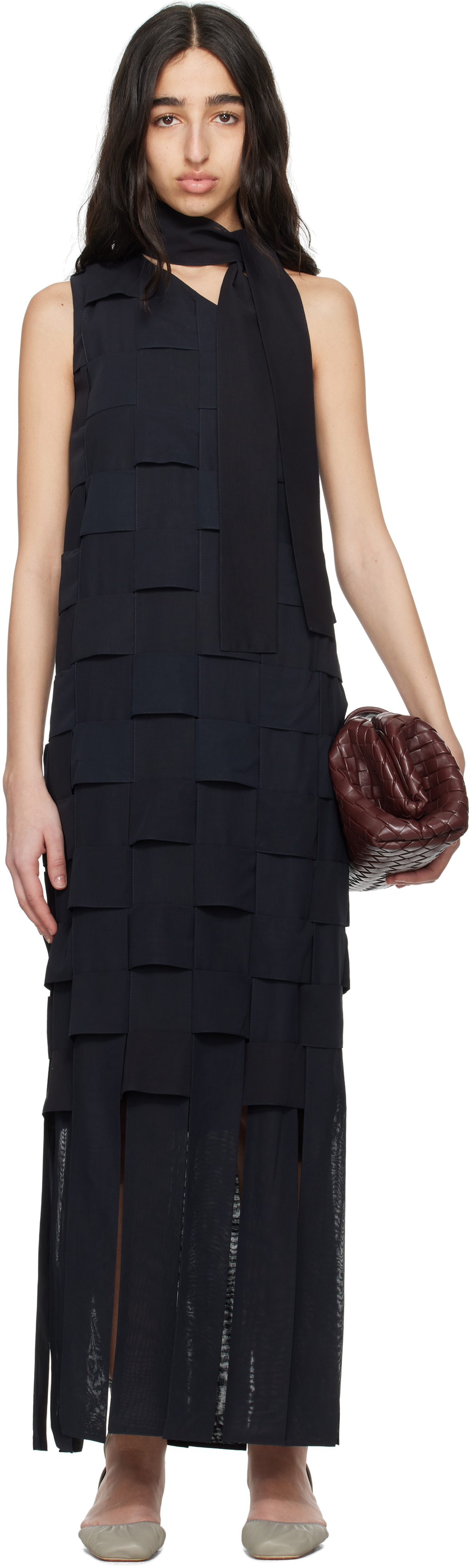 SUPER YAYA Navy Imperial Midi Dress
