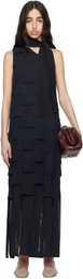 SUPER YAYA Navy Imperial Midi Dress