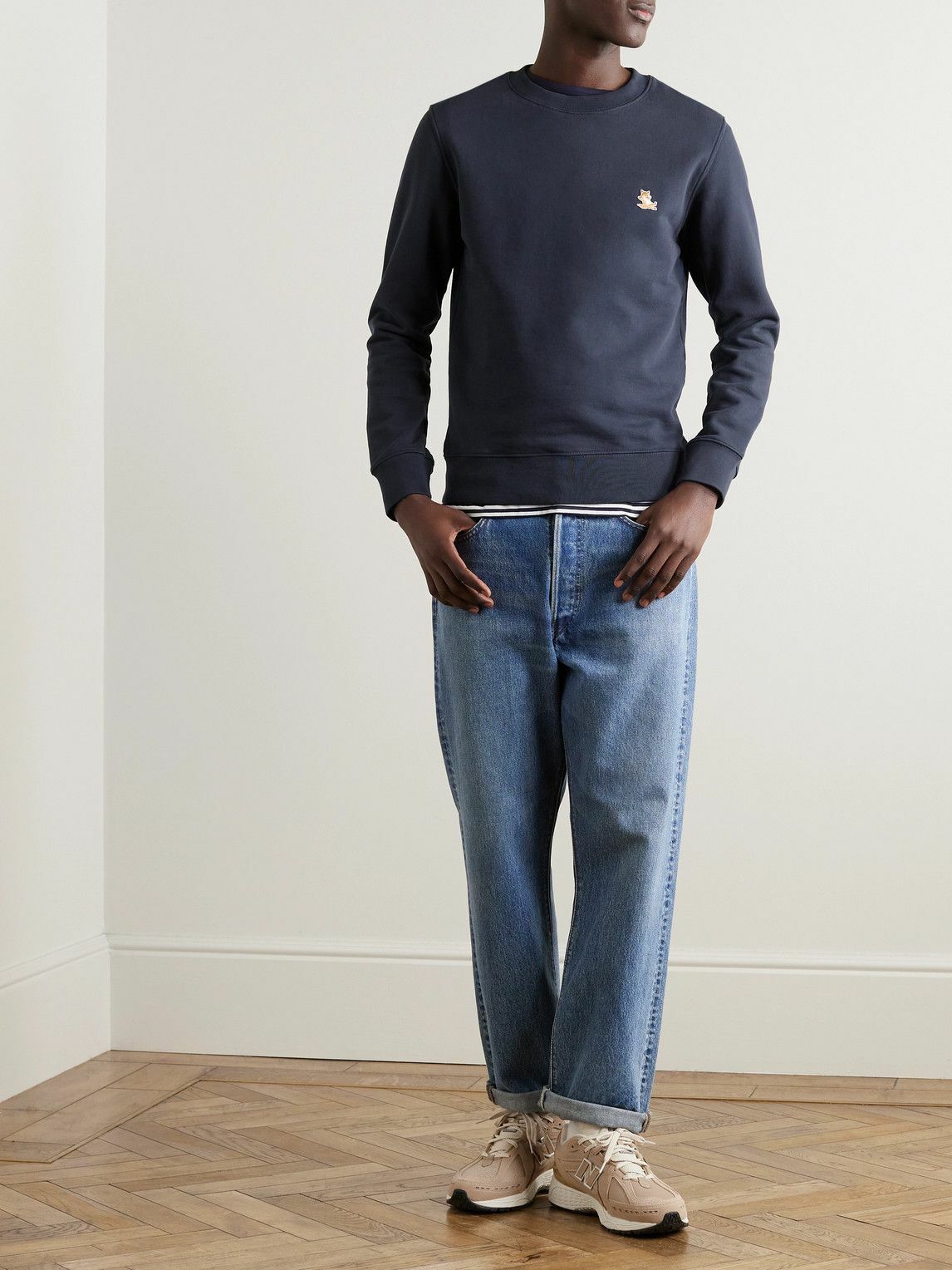 Maison Kitsuné - Chillax Fox Logo-Appliquéd Cotton-Jersey
