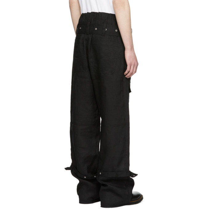 Marques Almeida Black Linen Cargo Pants