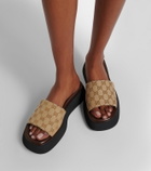 Gucci GG canvas platform slides