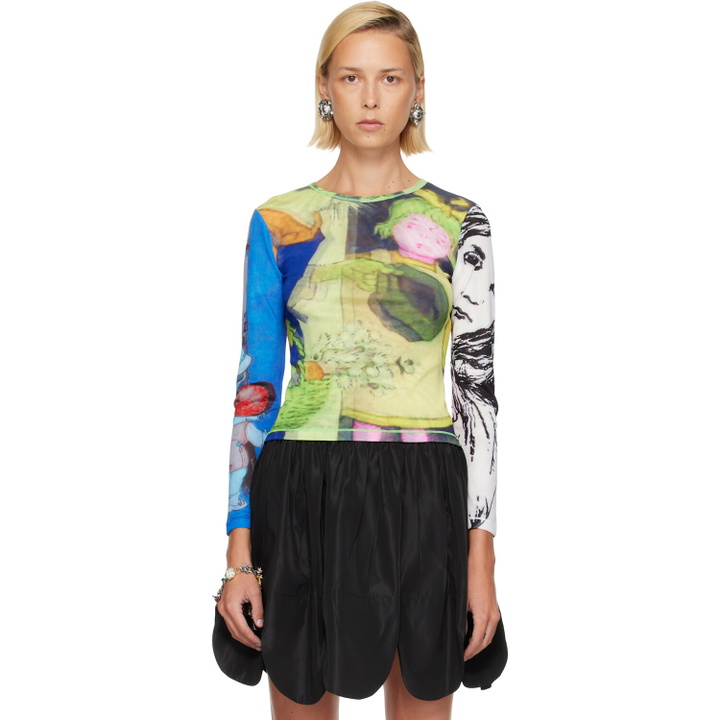 Photo: Chopova Lowena Multicolor 'Who's There?' Fitted Mesh T-shirt