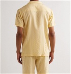Hamilton and Hare - Camp-Collar Striped Lyocell-Jacquard Pyjama Shirt - Yellow