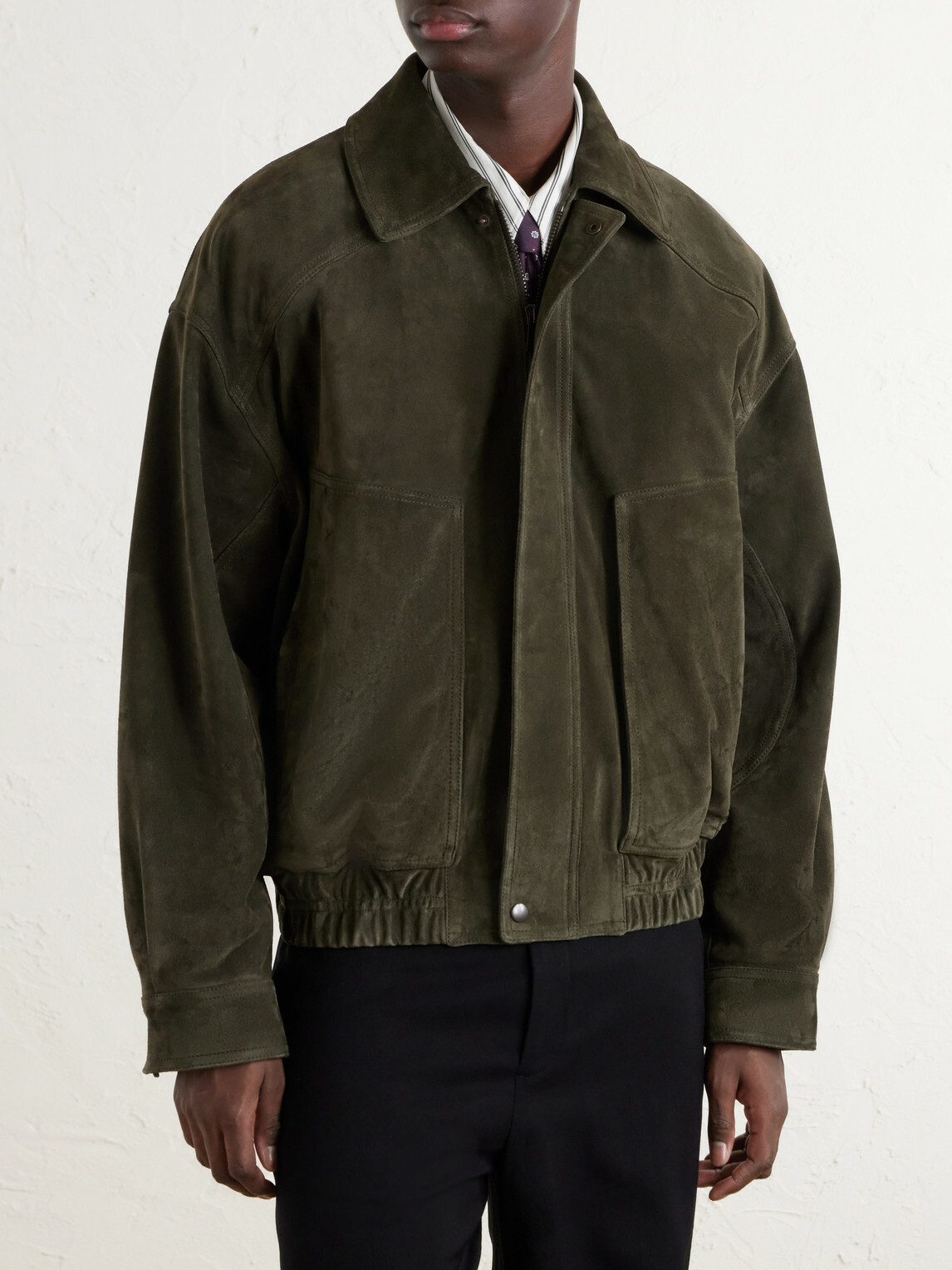 SAINT LAURENT - Suede Blouson Jacket - Green