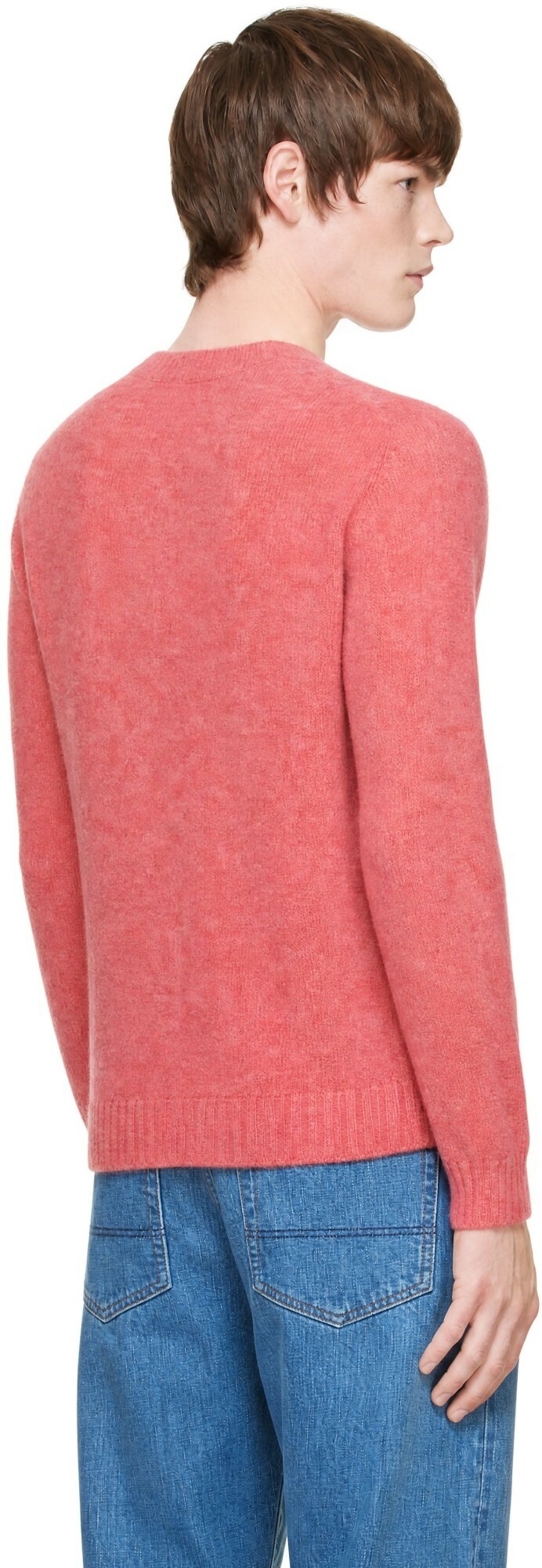 Drake's Pink Brushed Shetland Crewneck Sweater