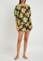 Desmond & Dempsey Floral-printed Cotton-voile Pyjama set Brown