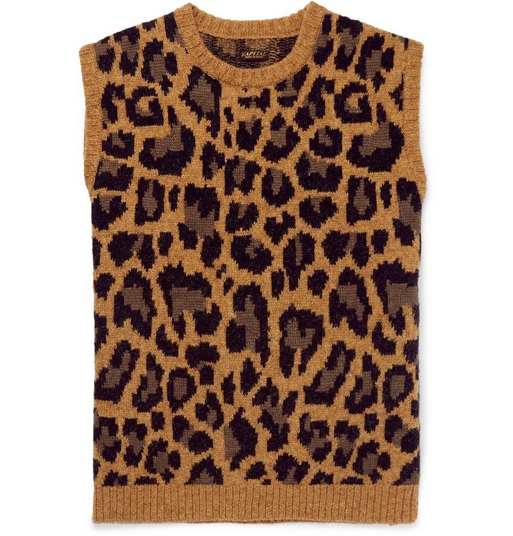Photo: KAPITAL - Leopard-Jacquard Wool-Blend Sweater Vest - Men - Brown