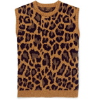KAPITAL - Leopard-Jacquard Wool-Blend Sweater Vest - Men - Brown