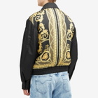 Versace Men's Technical Twill Bomber Jacket in Black Dark Olive Gold