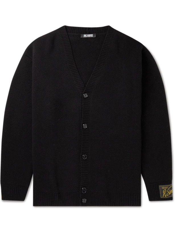 Photo: Raf Simons - Logo-Appliquéd Merino Wool Cardigan - Black