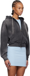 alexanderwang.t Gray Cropped Zip-Up Hoodie