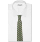 Bigi - 8cm Printed Linen Tie - Green