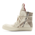 Rick Owens Off-White and Grey Geobasket Sneakers