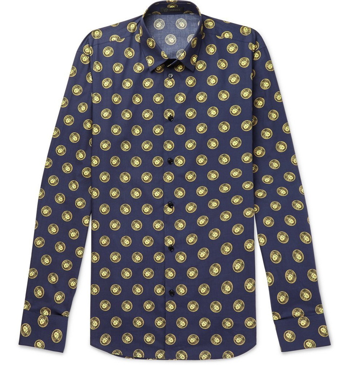 Photo: Versace - Slim-Fit Printed Cotton Shirt - Men - Navy