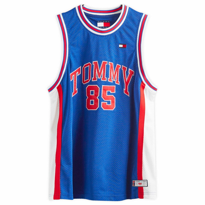 Photo: Tommy Jeans Men's Archive Games Basketball Jersey in Phthalo Blue