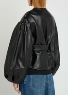 Simone Rocha Belted Leather Biker Jacket Black